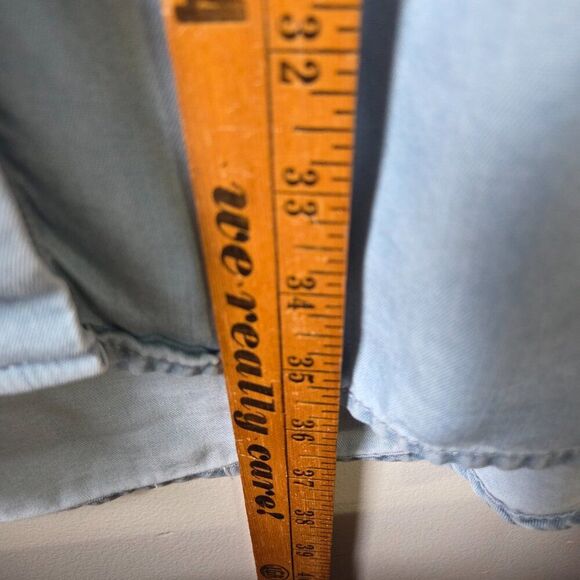 EUC BEACHLUNCHLOUNGE COLLECTION CHAMBRAY SLEEVELESS GRADIENT BUTTONED DRESS SZ L - Picture 16 of 16